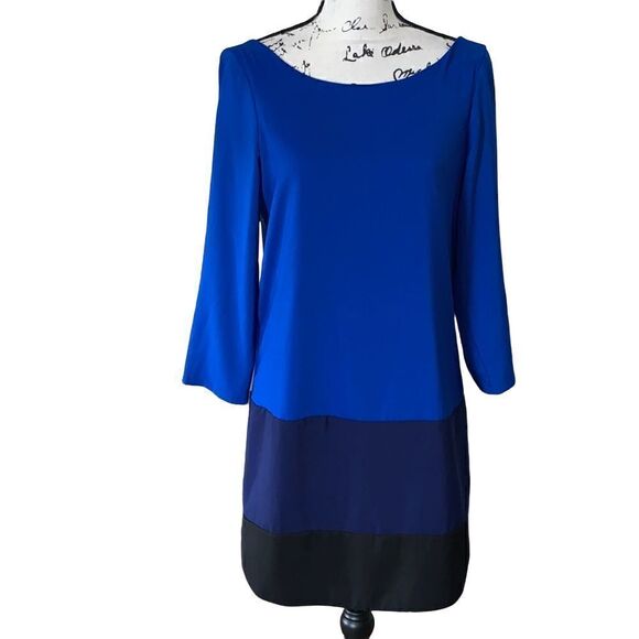 EXPRESS blue & black sheath dress Small - Picture 1 of 8